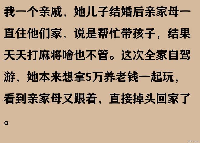 我准备出5万养老钱跟儿子一家去自驾游看到亲家母我转身回家(图6)